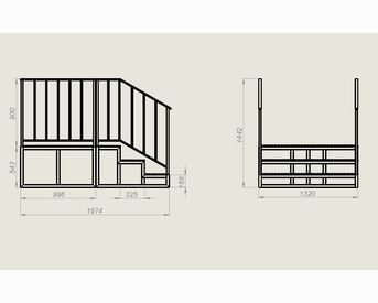 Изображение для товара Лестница металлическая с перилами и площадкой (3 ступени)