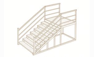 Изображение для товара Лестница металлическая с перилами (9 ступеней, перфорированный лист, без площадки)