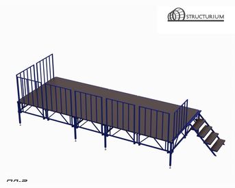 Изображение для товара Сборно-разборный подиум (сцена) с перилами и усиленной рамой ПД-4